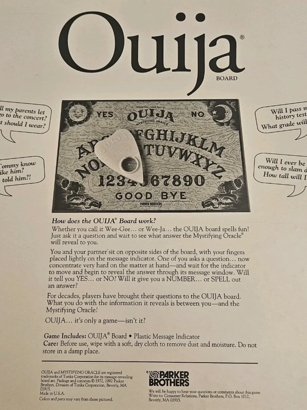 Parker Brothers ouija board